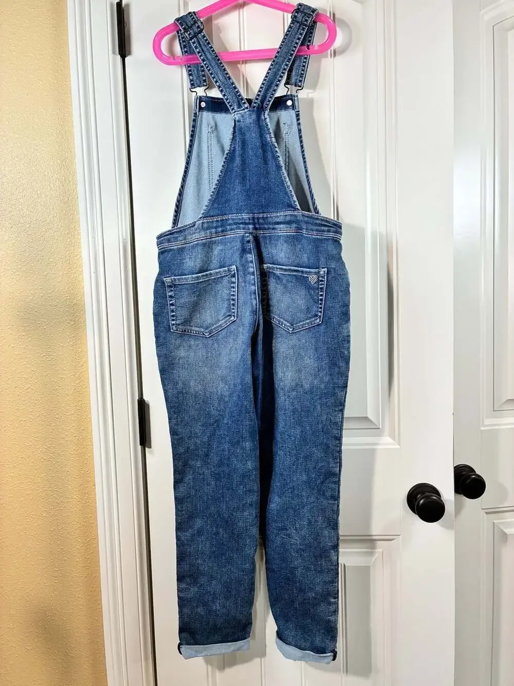 Justice Girls Dark Blue Denim Overalls with Drawstring Waist Size 14